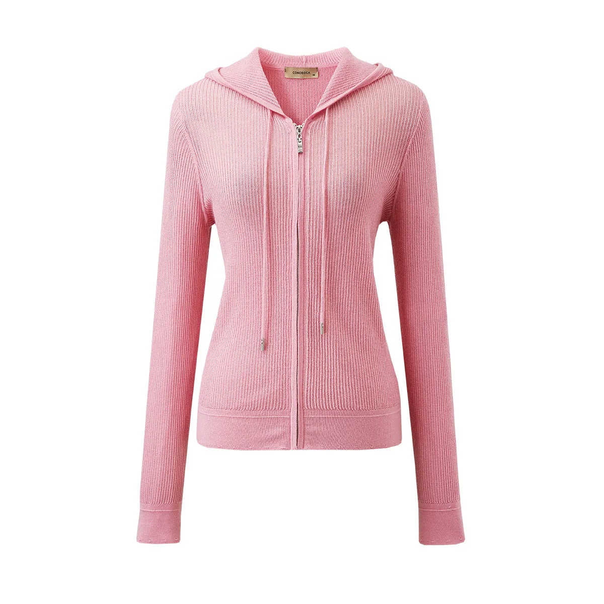 100% Wool Cardigan Cozy Knit Zip-Up Hoodie