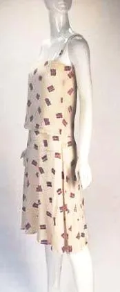 1980s Diane Von Furstenberg Silk Two Piece Tank Top and Skirt Ensemble