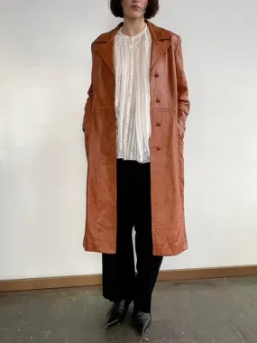 70s Caramel Leather Trench (M)