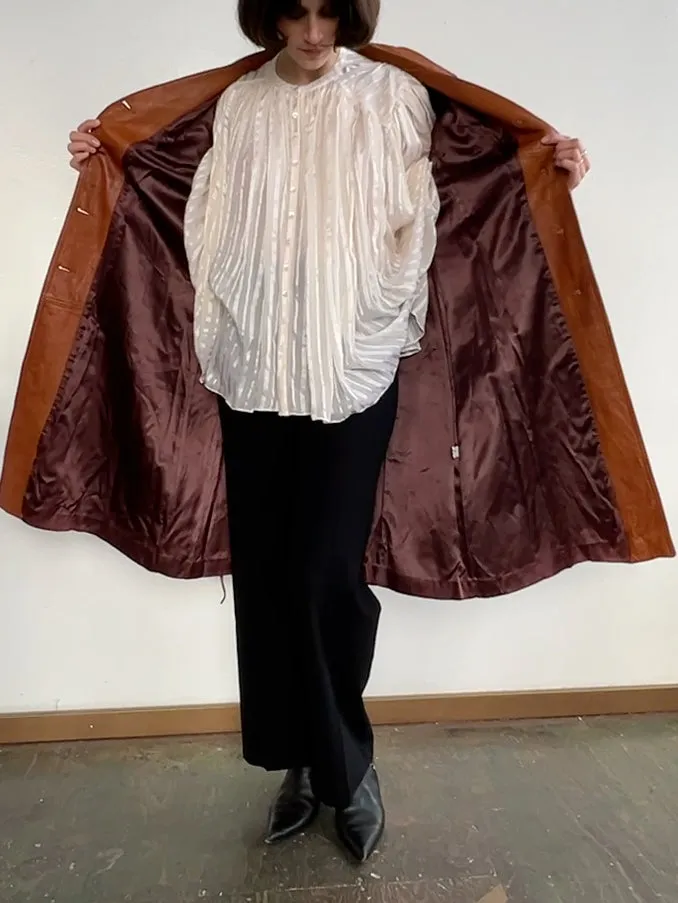 70s Caramel Leather Trench (M)