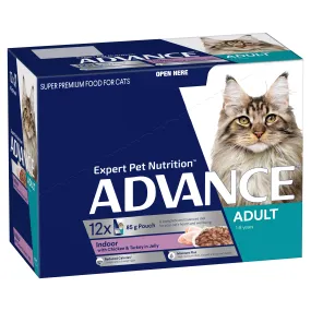 Advance Indoor Chicken and Turkey Wet Cat Food Trays 85g x 12
