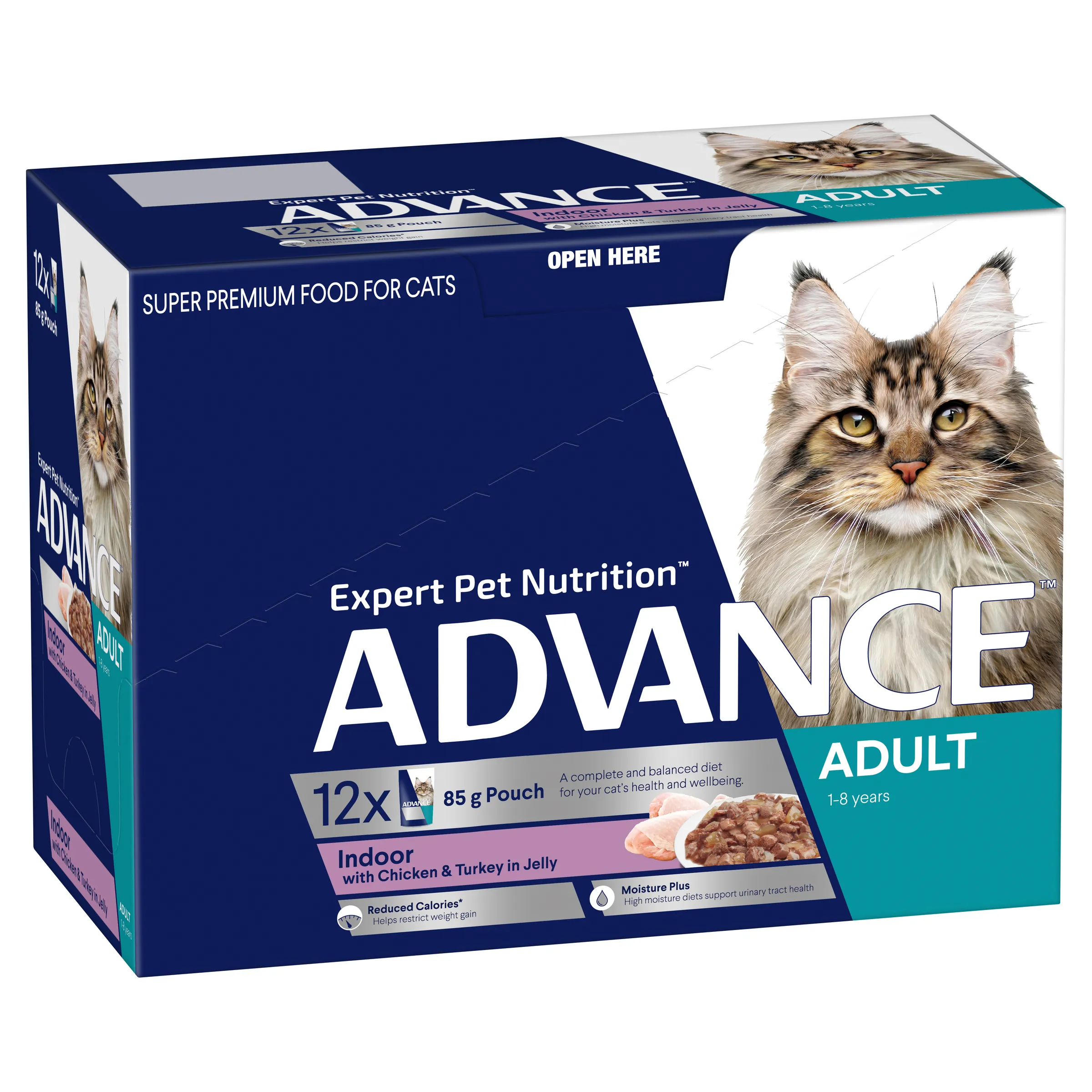 Advance Indoor Chicken and Turkey Wet Cat Food Trays 85g x 12