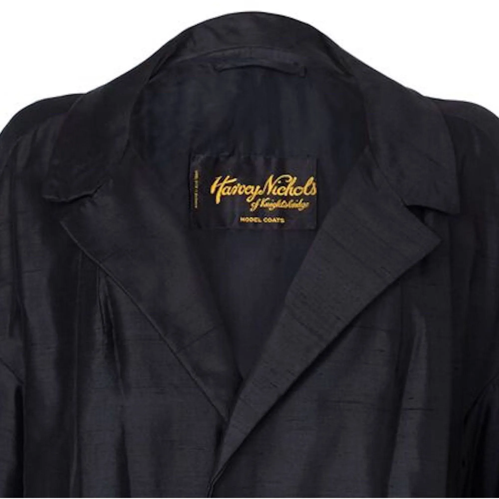 ARCHIVE - 1950s Harvey Nichols Black Silk Evening Swing Duster Coat 1950s