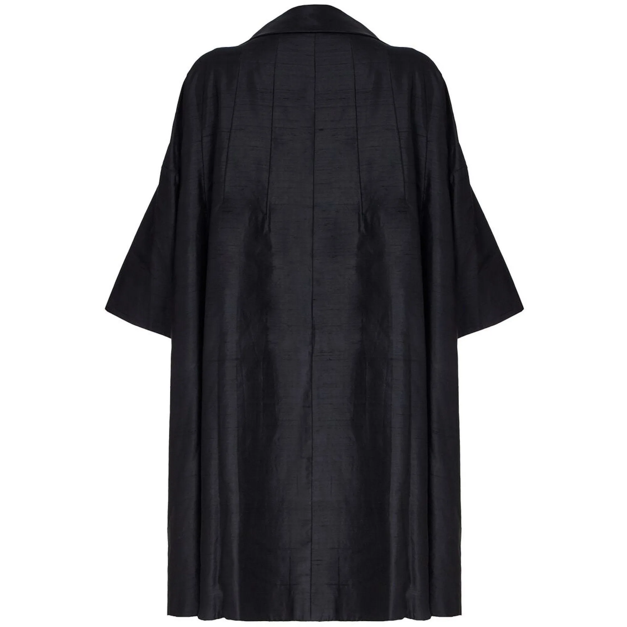 ARCHIVE - 1950s Harvey Nichols Black Silk Evening Swing Duster Coat 1950s