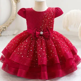 Baby Dress Sequin Bow Birthday Party Girls Princess Dress