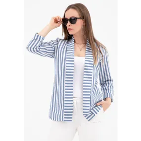 Blue Striped Shawl Jacket