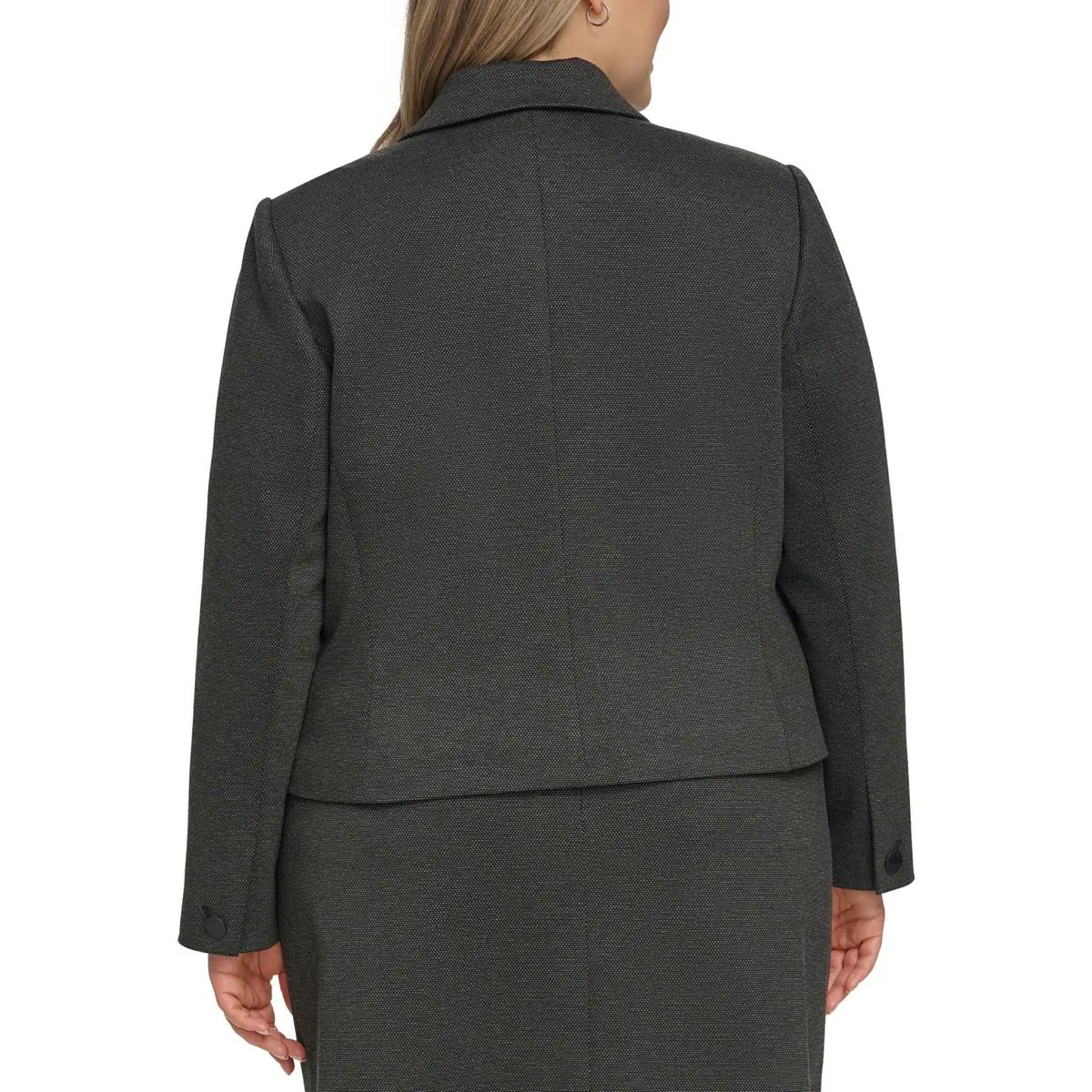 Calvin Klein Womens Plus Cropped Business Open-Front Blazer