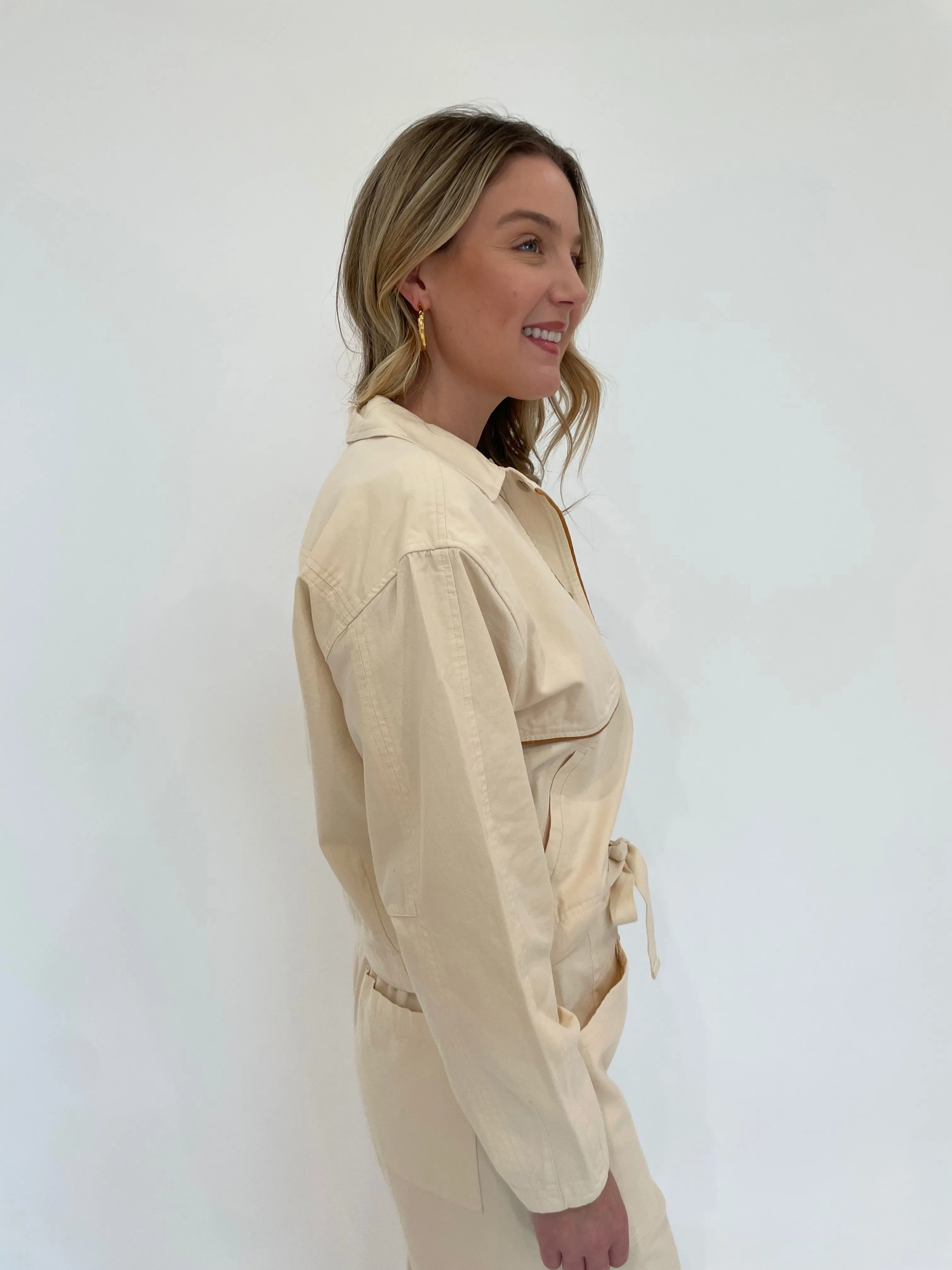 Contrast Trim Jacket - Alabaster