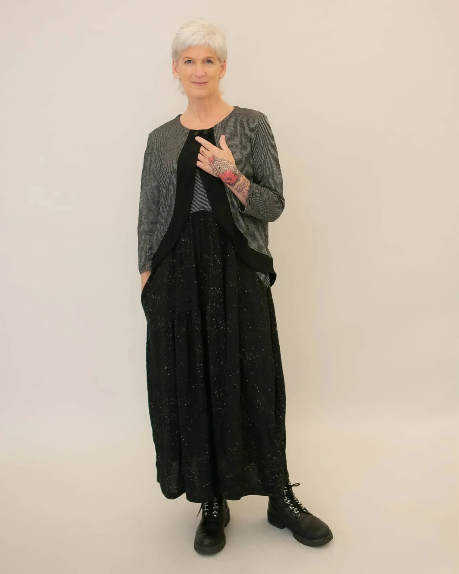 Crinkle Bolero Jacket, Black