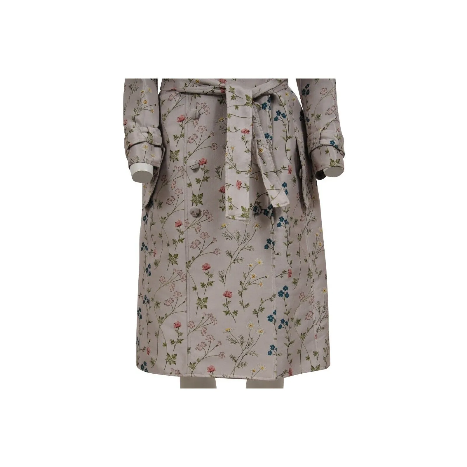 Di Morabito Double Breasted Floral Trench Coat IT 50 Tan Long Jakcet