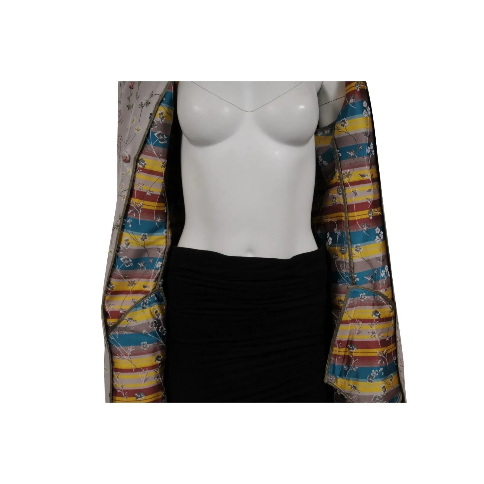 Di Morabito Double Breasted Floral Trench Coat IT 50 Tan Long Jakcet