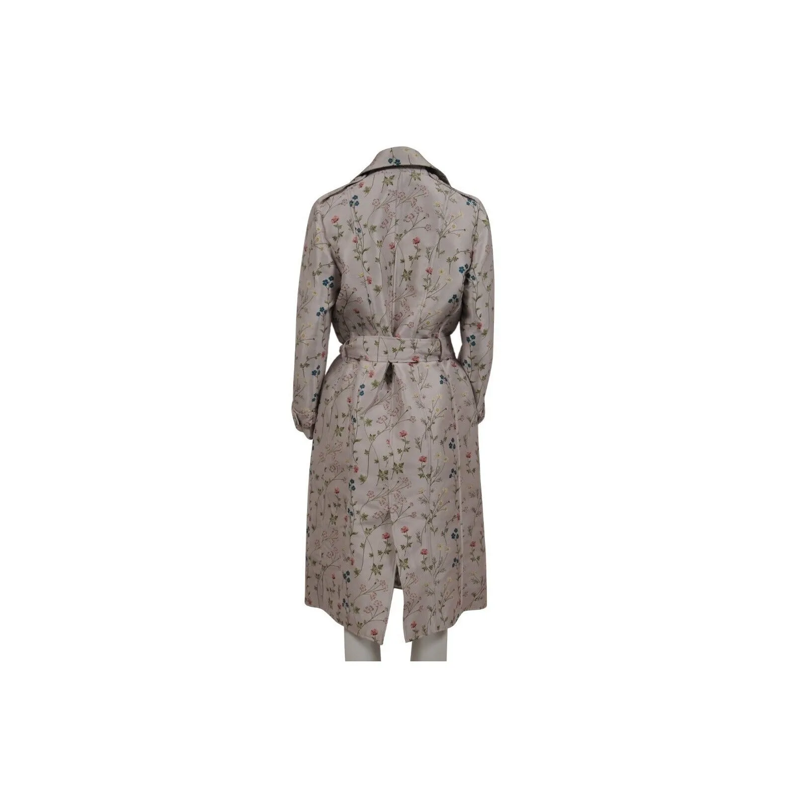 Di Morabito Double Breasted Floral Trench Coat IT 50 Tan Long Jakcet