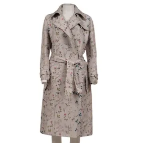 Di Morabito Double Breasted Floral Trench Coat IT 50 Tan Long Jakcet