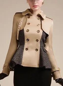 Double-Breasted Patch-Work Flared Jacket
