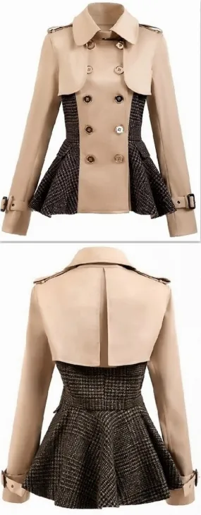 Double-Breasted Patch-Work Flared Jacket
