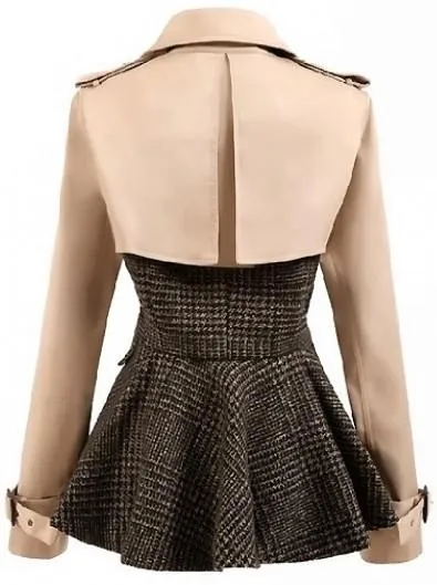 Double-Breasted Patch-Work Flared Jacket