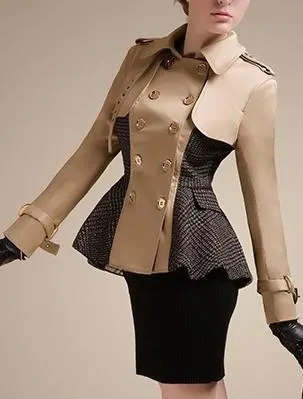 Double-Breasted Patch-Work Flared Jacket