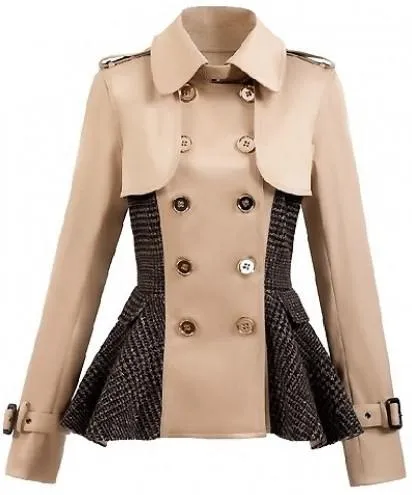 Double-Breasted Patch-Work Flared Jacket
