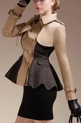 Double-Breasted Patch-Work Flared Jacket