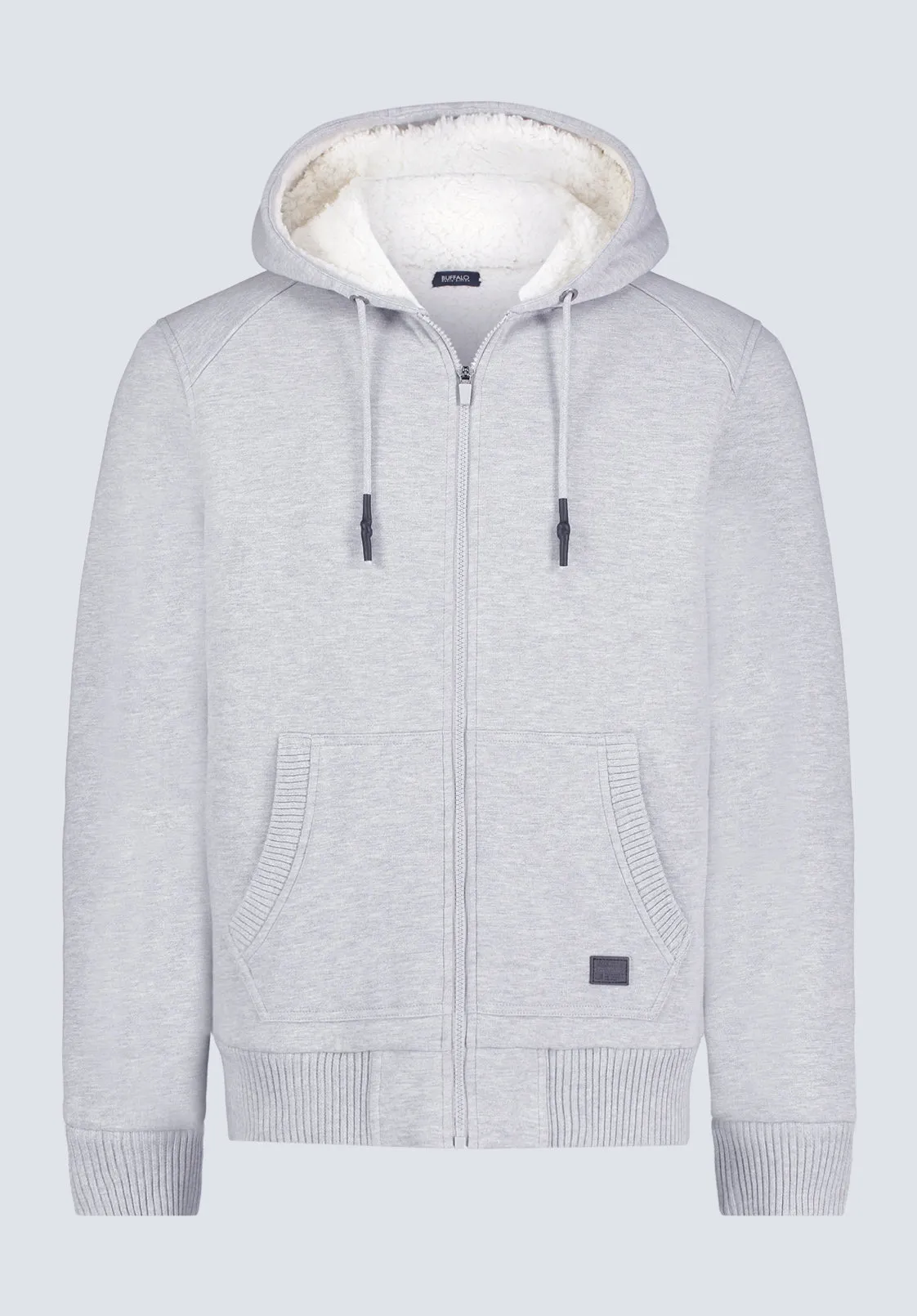 Fasox Men's Zip-Up Hooded Jacket with Sherpa Lining, Light Heather Grey - BM24463