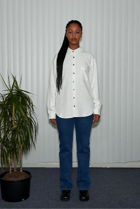 Front and Back Linen Shirt Jacket White