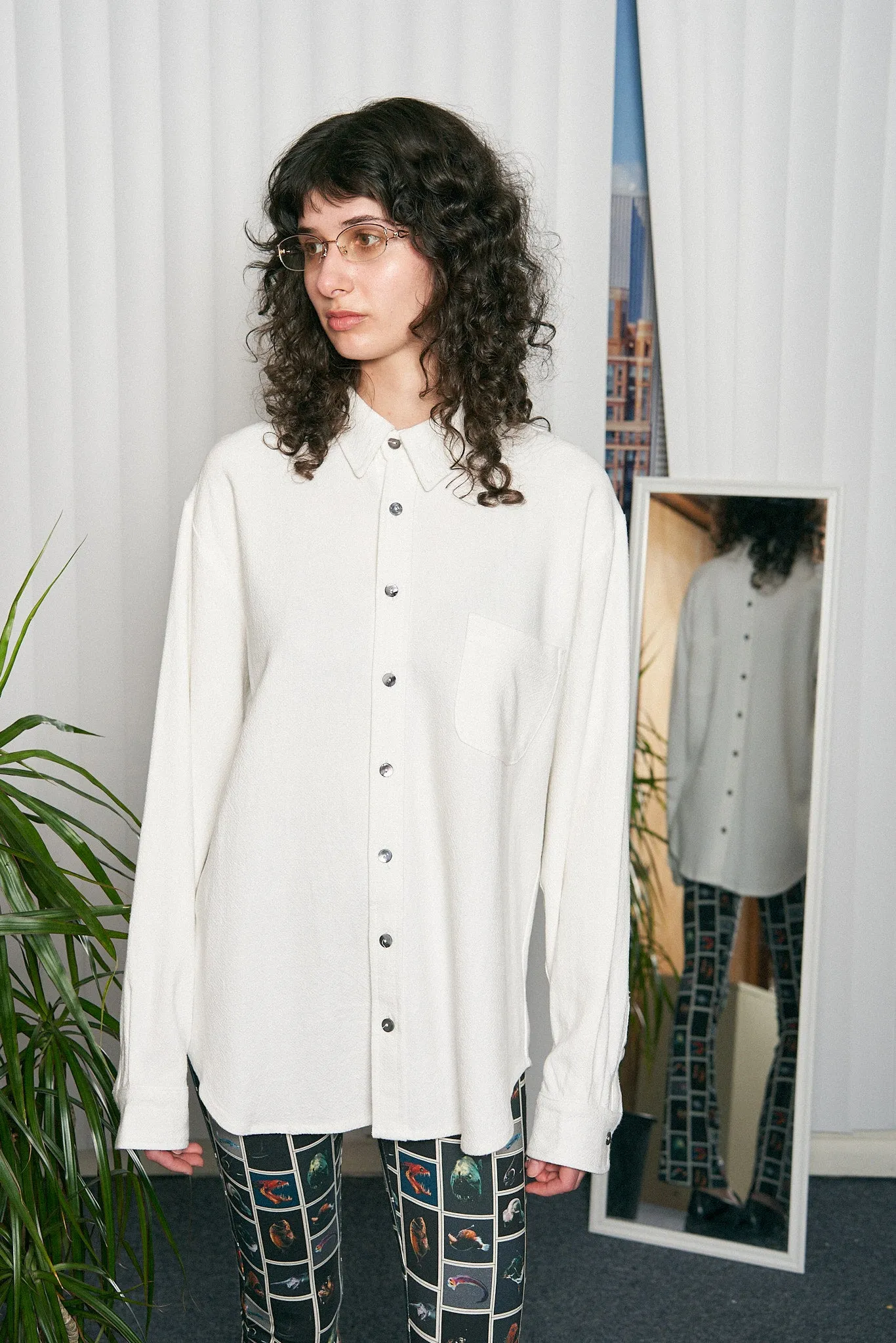 Front and Back Linen Shirt Jacket White