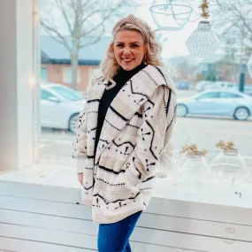 Geo Sherpa Hooded Cardigan