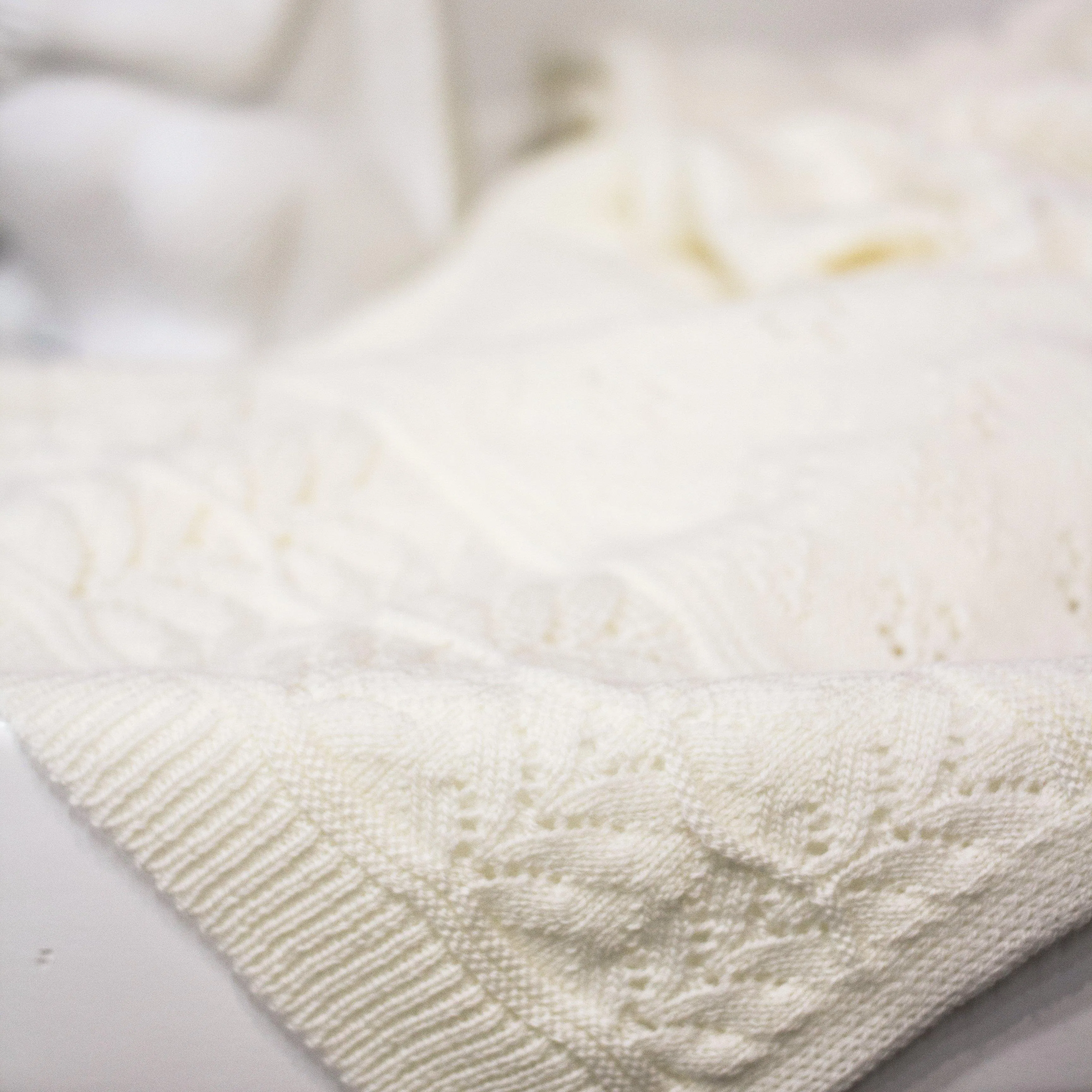 Heirloom Baby Vintage Inspired Merino Baby Shawl - Bianco