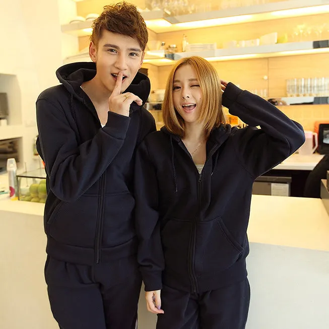 Hooded Pocket Zipper Matching Cardigan Hoodie