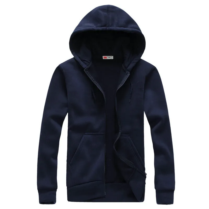 Hooded Pocket Zipper Matching Cardigan Hoodie