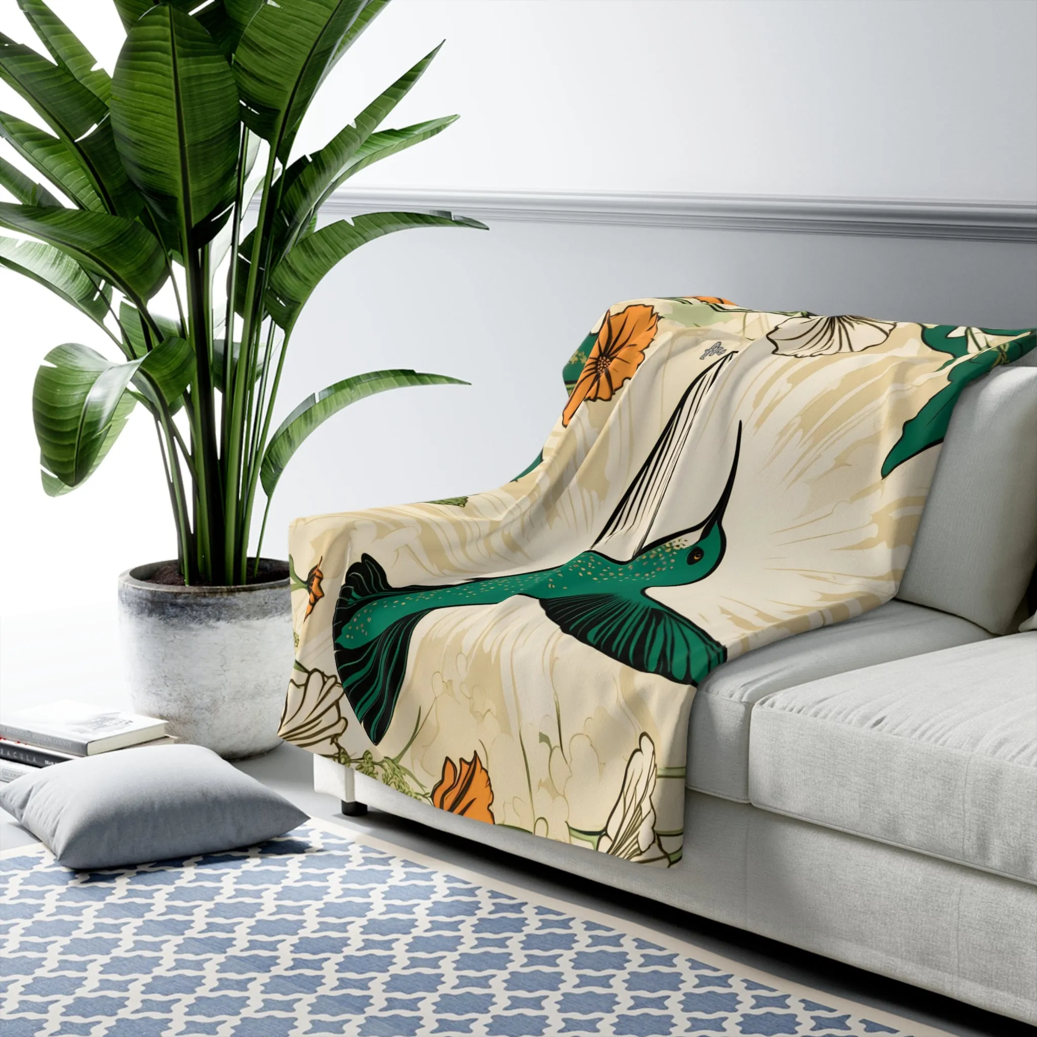Hummingbird, Sherpa Fleece Blanket for Cozy Warmth, 50"x60"
