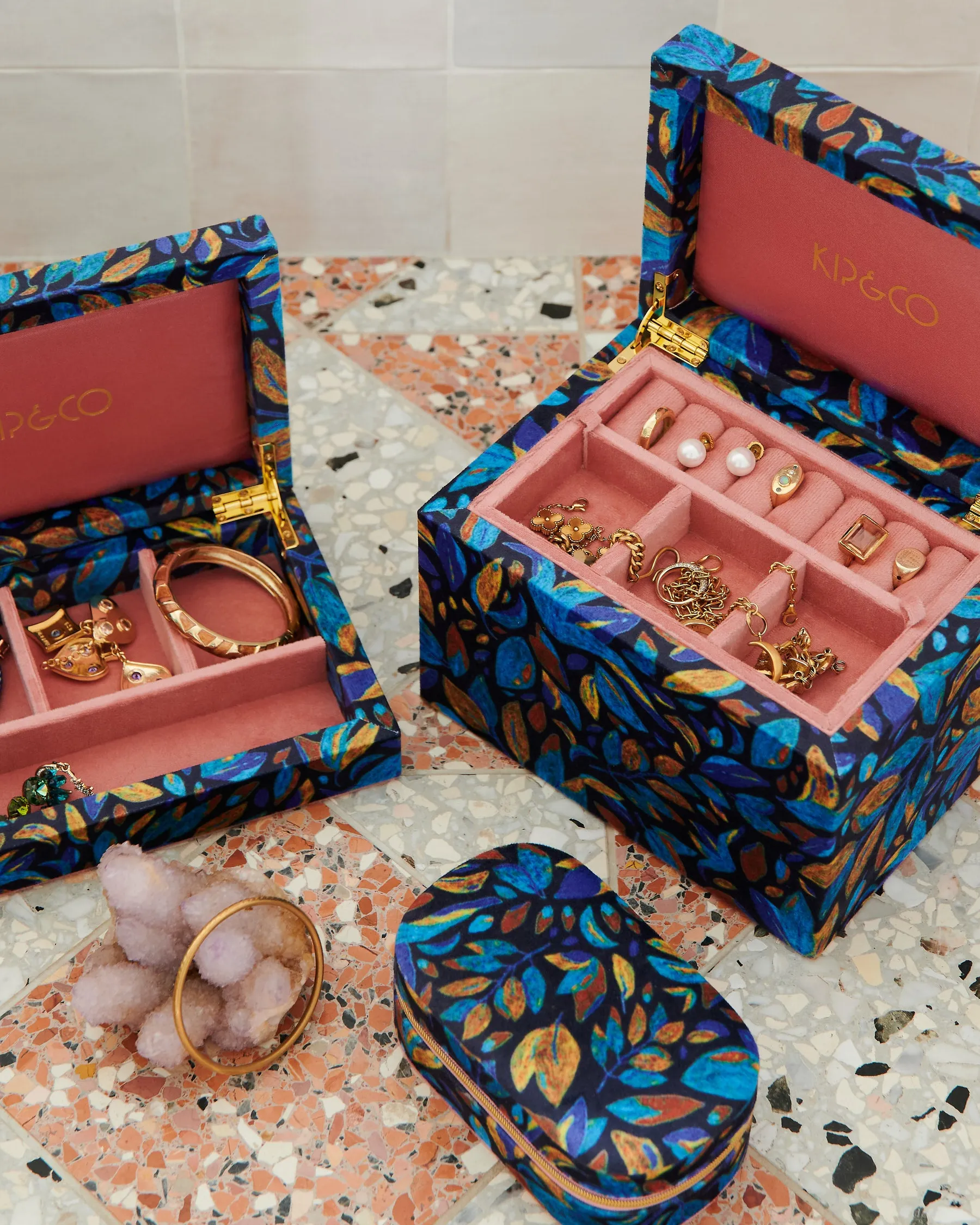 Kip & Co Fallen Leaves Velvet Jewellery Box Large