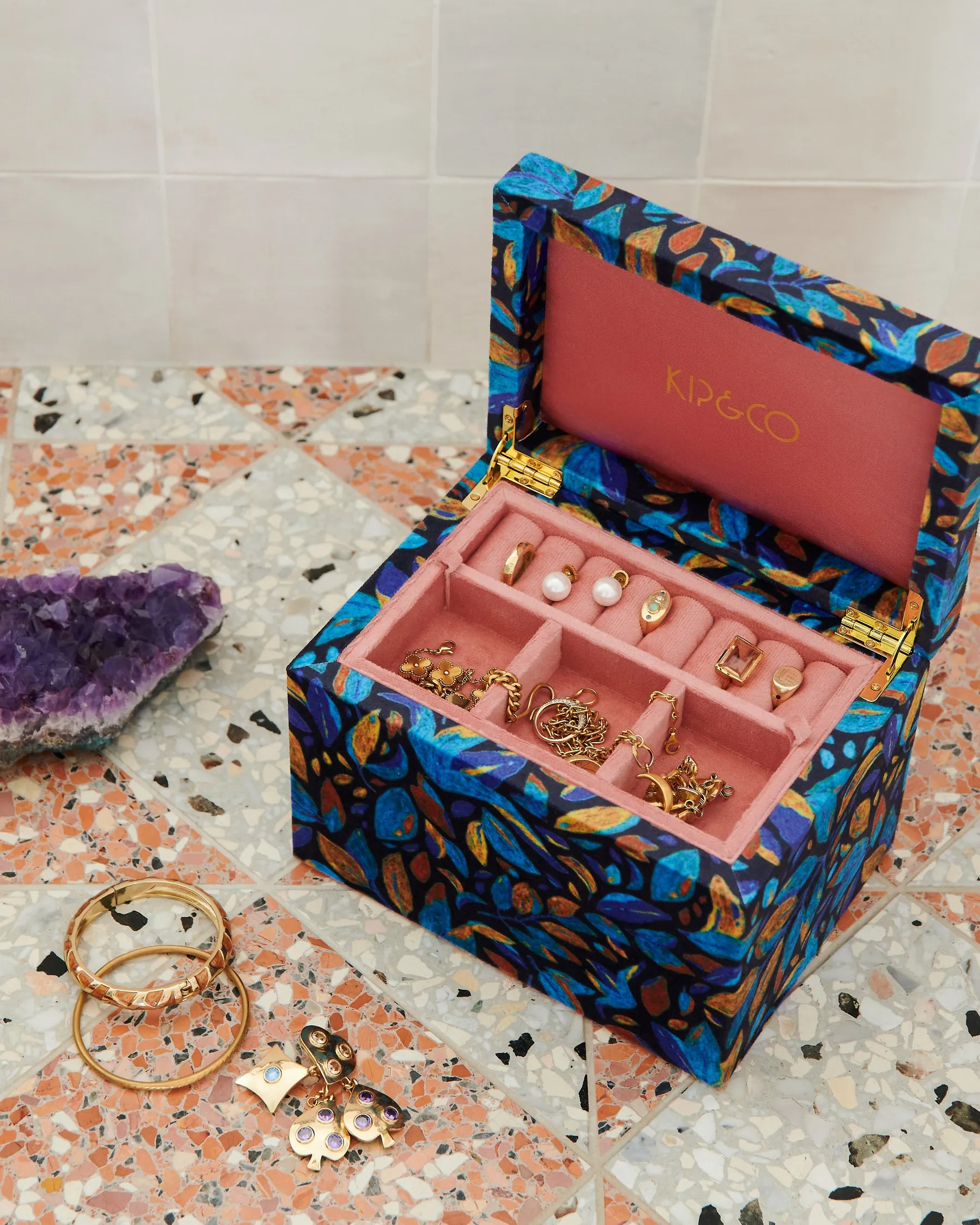 Kip & Co Fallen Leaves Velvet Jewellery Box Large