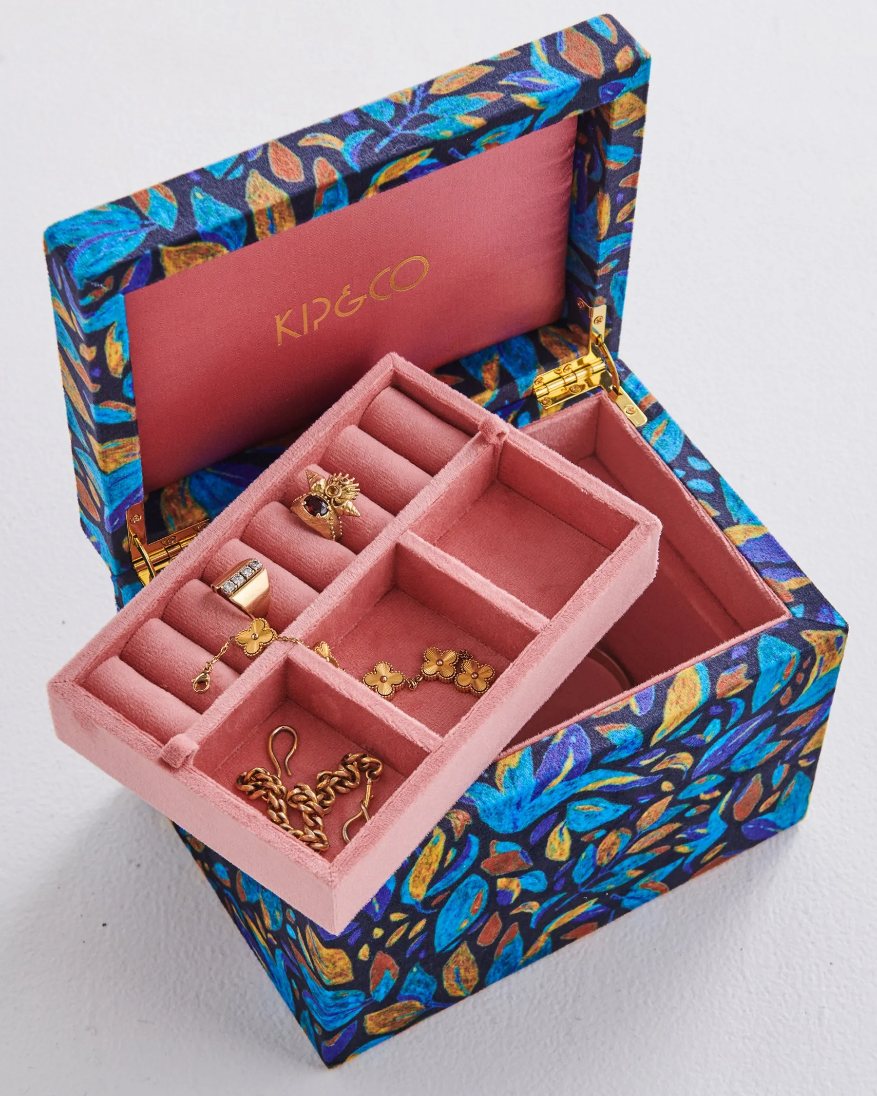 Kip & Co Fallen Leaves Velvet Jewellery Box Large