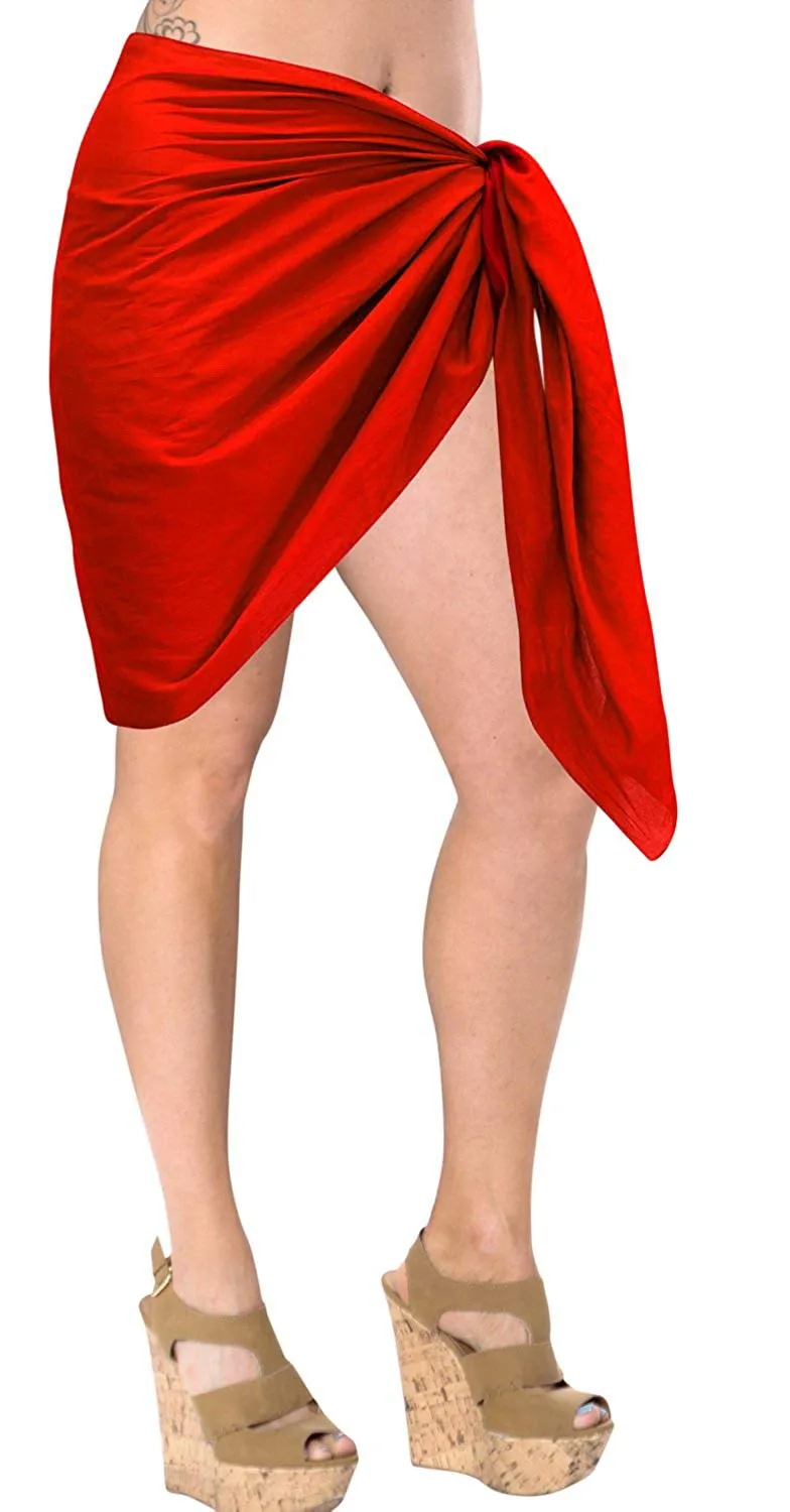 LA LEELA Womens Plus Size Sarong Swimsuit Cover Up Beach Wrap Skirt Sarong Wraps for Women Short Half Mini E