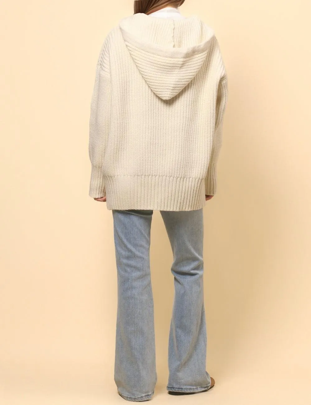 Ladies Solid Color Hip Length Hoodie Cardigan SKT4813