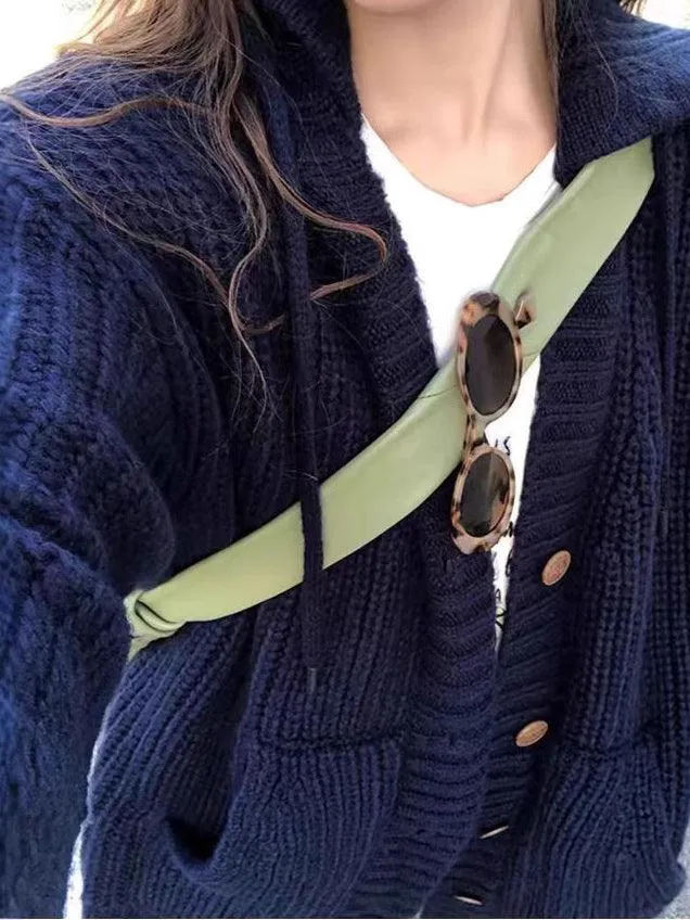 Ladies Solid Color Hip Length Hoodie Cardigan SKT4813