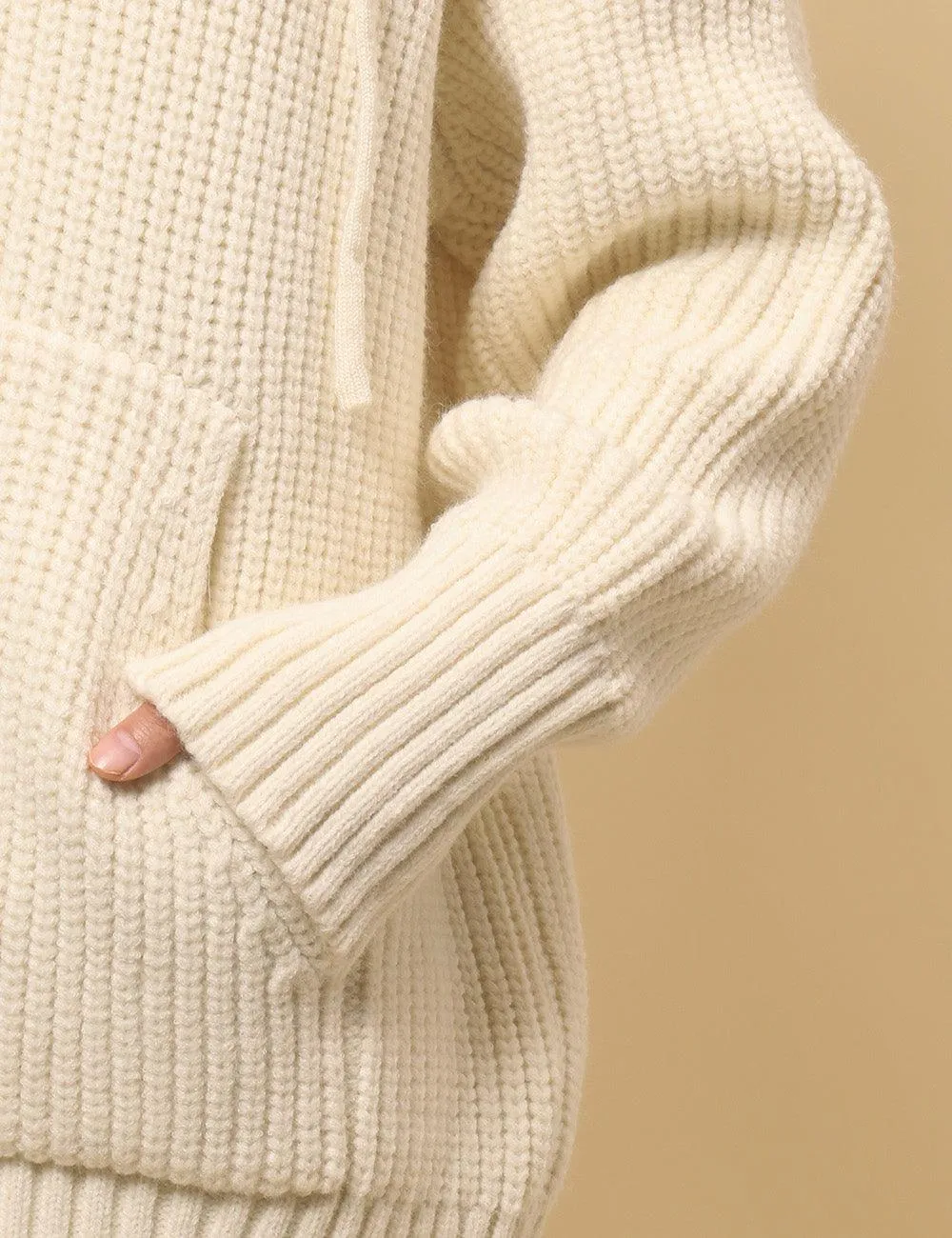 Ladies Solid Color Hip Length Hoodie Cardigan SKT4813