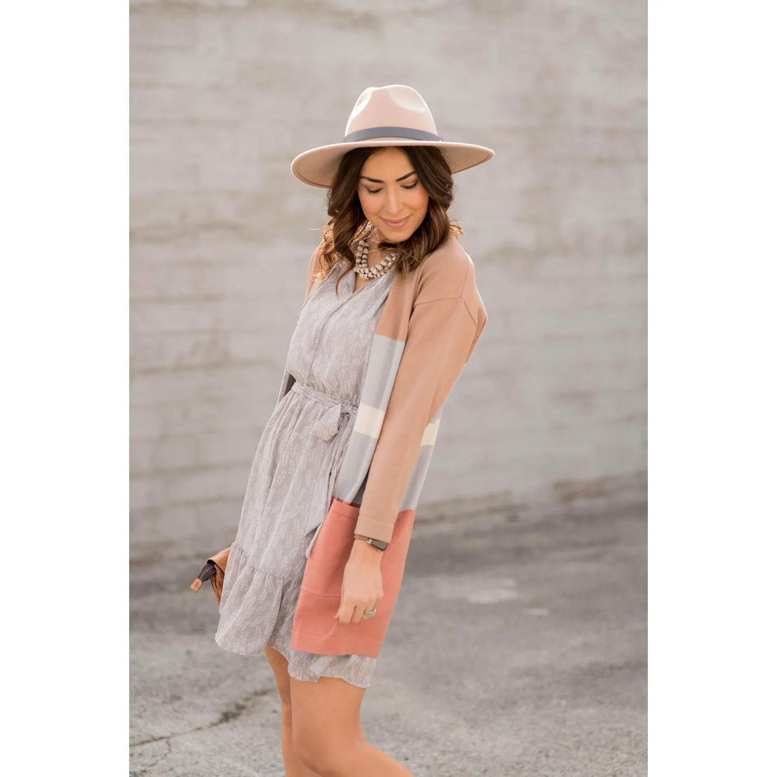 Leaf Printed Ruffled Tie Dress