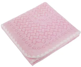 Leaves and Flowers Baby Shawl- Pink
