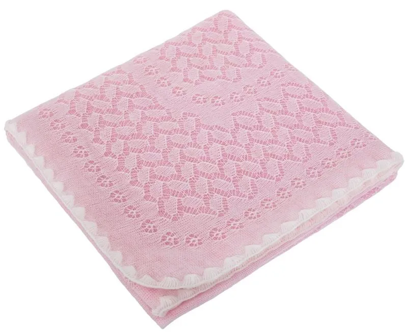 Leaves and Flowers Baby Shawl- Pink