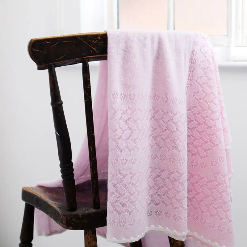Leaves and Flowers Baby Shawl- Pink