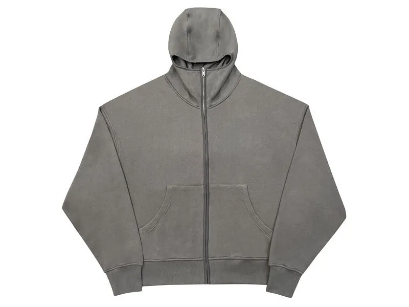 Loose Casual Hoodie Sweater Mask Zipper Distressed Cardigan