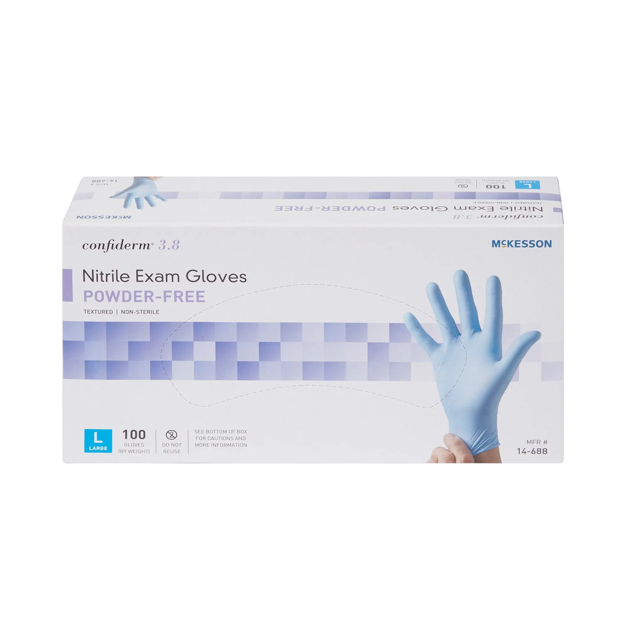 McKesson Confiderm® 3.8 Nitrile Exam Glove, Large, Blue