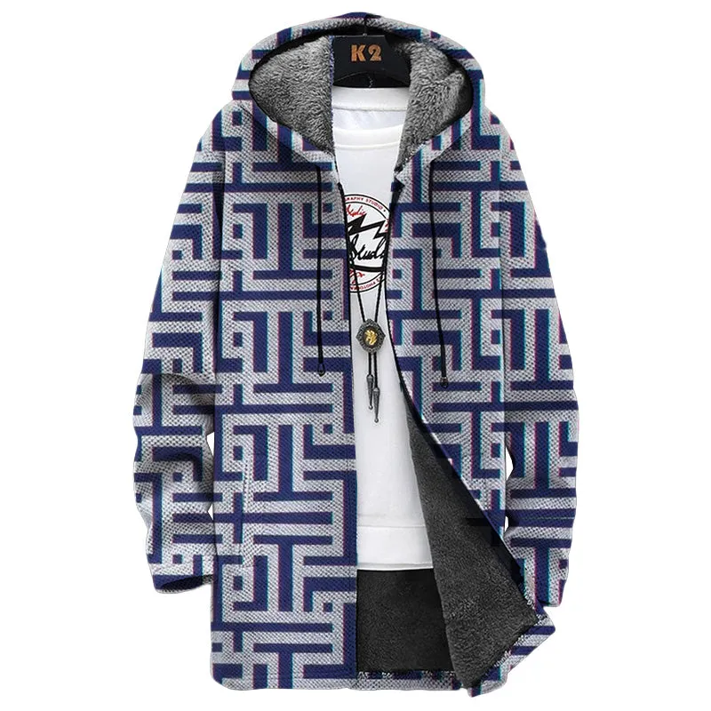 MEN'S PRINTED FLEECE HOODED JACKET 98436689YM