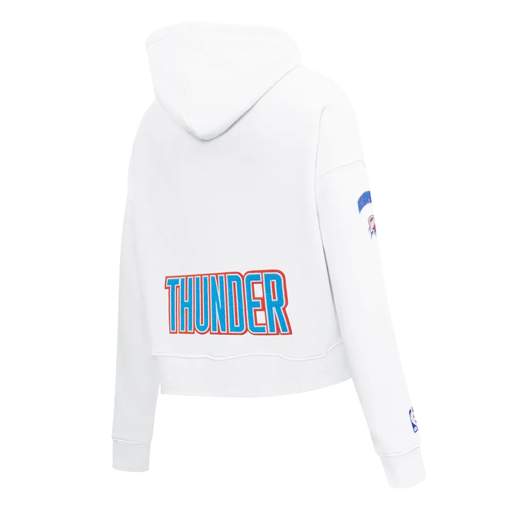 NBA OKLAHOMA CITY THUNDER CLASSIC WOMEN'S CROPPED PO HOODIE (WHITE)