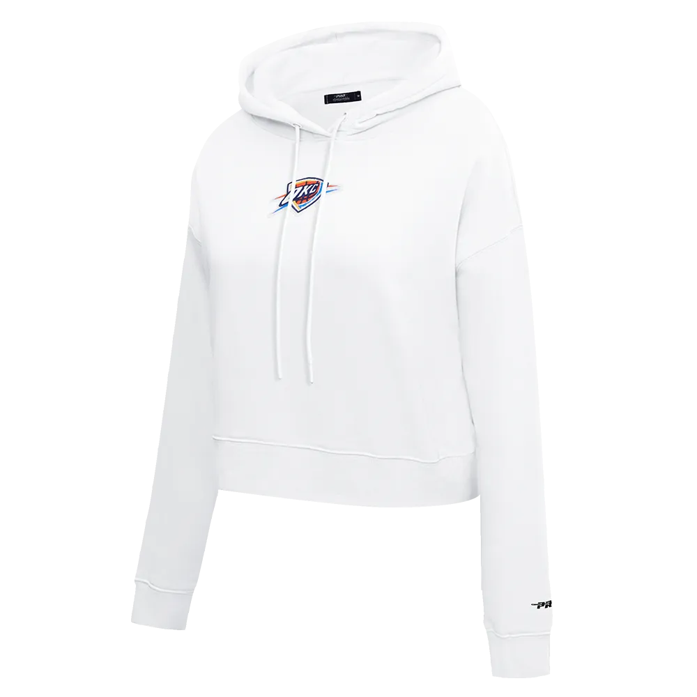 NBA OKLAHOMA CITY THUNDER CLASSIC WOMEN'S CROPPED PO HOODIE (WHITE)
