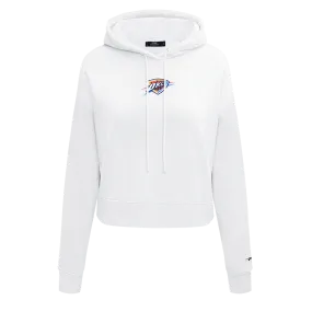 NBA OKLAHOMA CITY THUNDER CLASSIC WOMEN'S CROPPED PO HOODIE (WHITE)