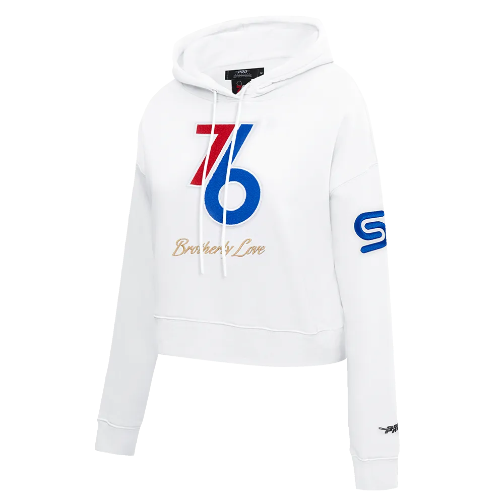 NBA PHILADELPHIA 76ERS CITY EDITION 24-25 WOMEN'S FLC CROPPED PO HOODI (WHITE)