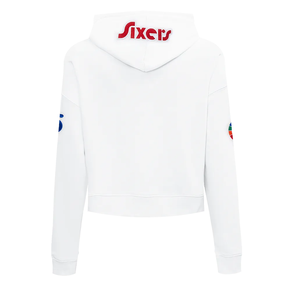 NBA PHILADELPHIA 76ERS CITY EDITION 24-25 WOMEN'S FLC CROPPED PO HOODI (WHITE)